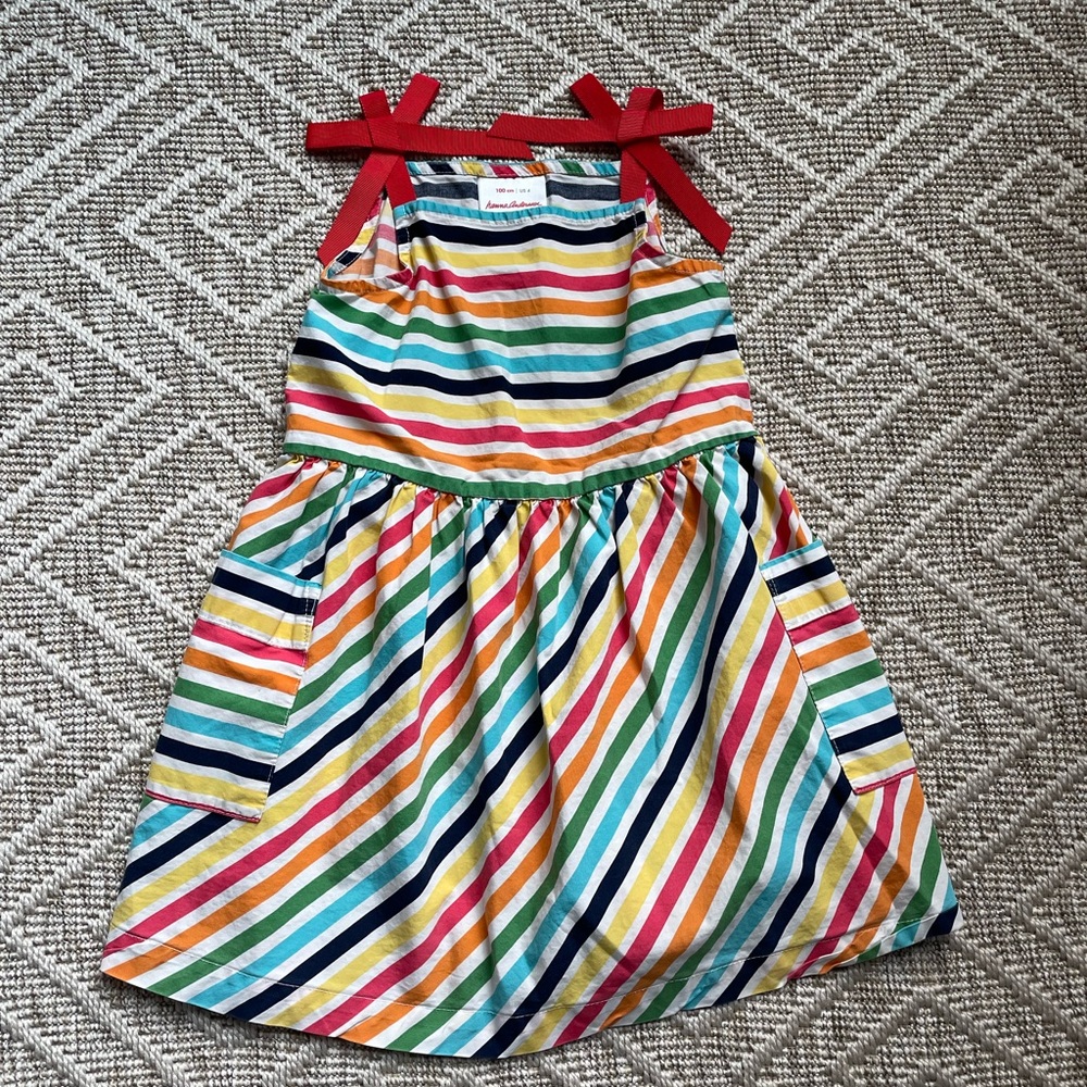 Hanna Andersson Colorful Striped Kids Dress -4Y